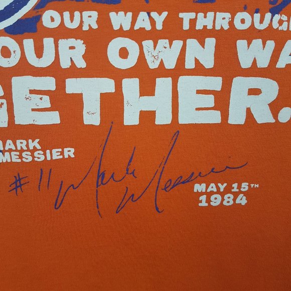 Vintage Molson Canadian Tee Shirt Large US L Edmonton Oilers 1984 Mark Messier - Picture 5 of 10